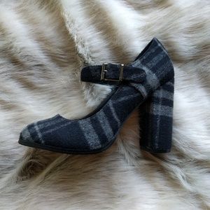 Gray plaid mary janes